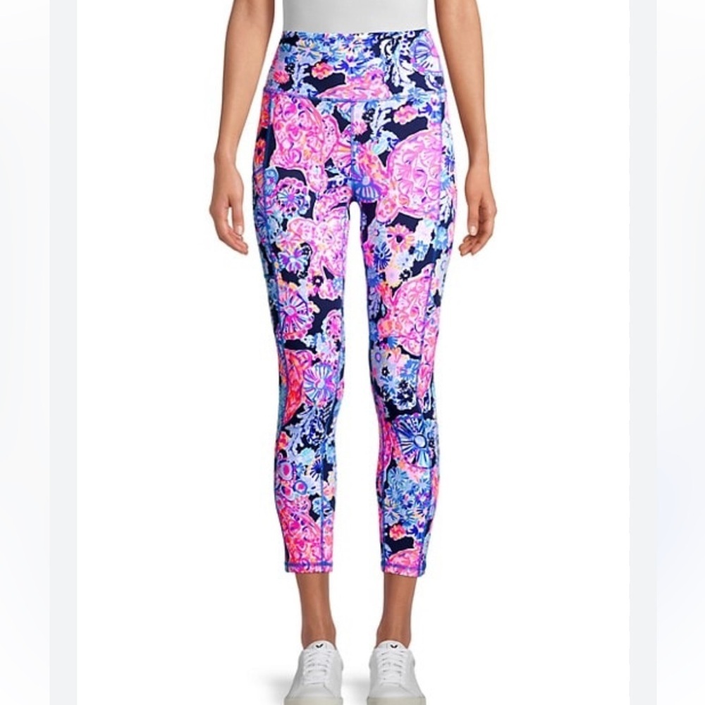 NWT Lilly Pulitzer leggings turtle amazement pink Blue XXS - Picture 3 of 10
